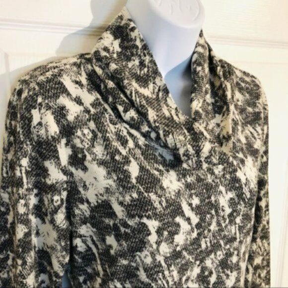 Sugar + Lips Abstract Print Cowl Neck Swing Mini Dress Cream Black Juniors L - Picture 3 of 7